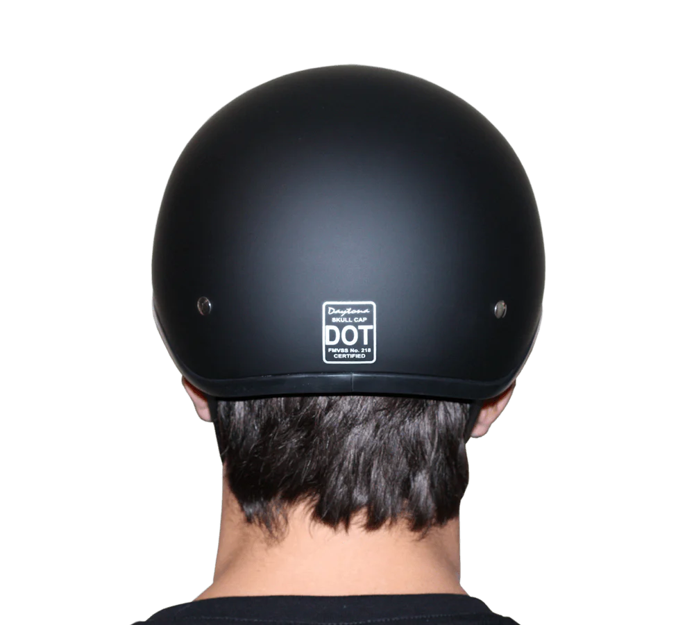 DOT Approved Daytona Motorcycle Half Face Helmet - Skull Cap Graphics for Men & Women, Scooters, ATVs, UTVs & Choppers - W/ Skull Flames Silver - Image 9