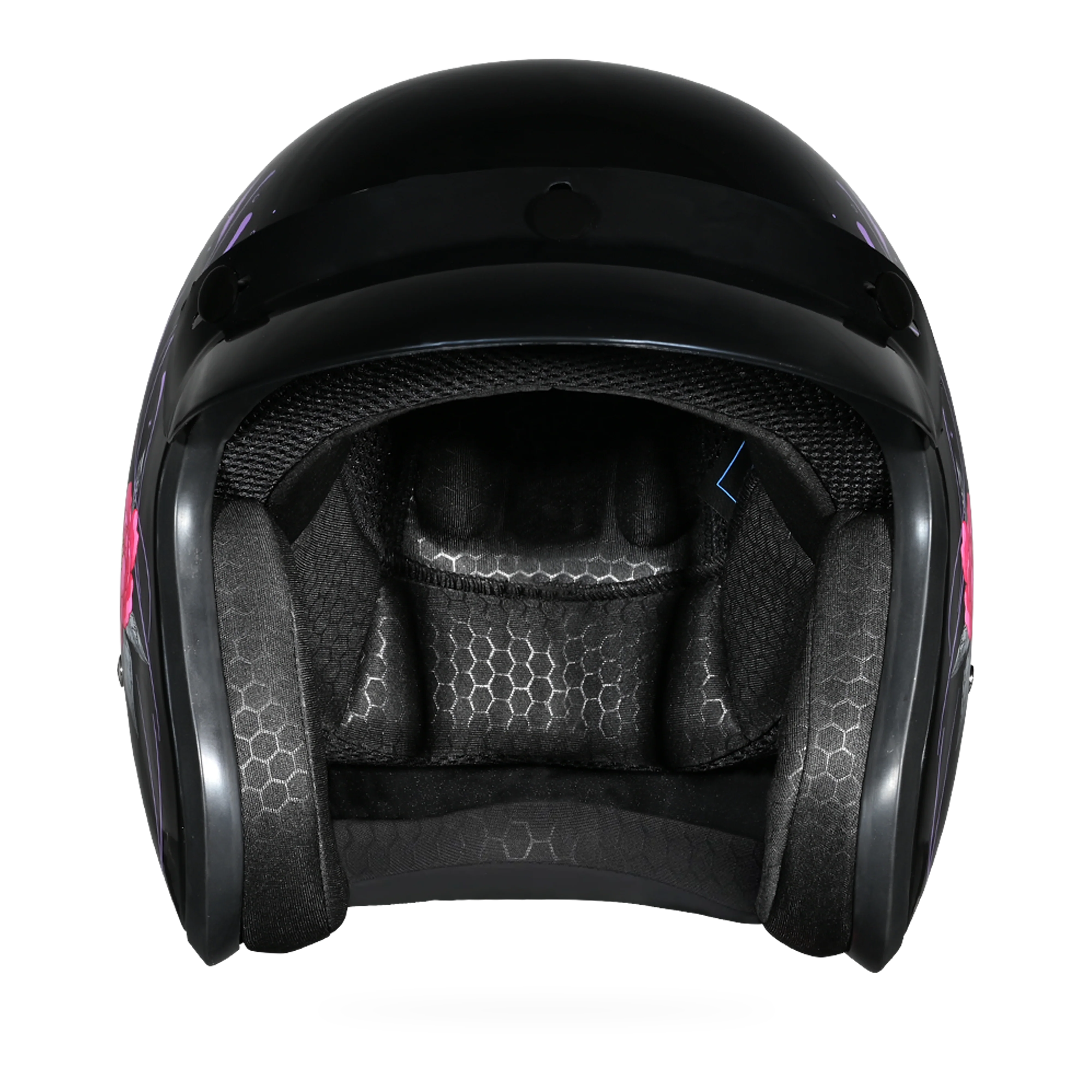 DOT Approved Daytona Cruiser Open Face Motorcycle Helmet - Men, Women & Youth - With Visor & Graphics - W/ Butterfly - Image 2